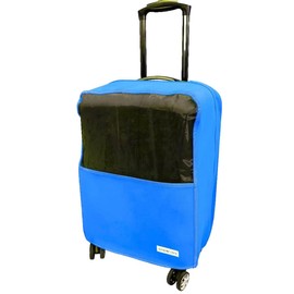 SHIVENTURES Durable Waterproof Luggage Cover Made With Neoprene - Elastic Sides For Compatible Fit, Fashionable Travel and Clear Plastic Identification, TSA Friendly Fits 19-27 Luggages (BLUE, 27)
