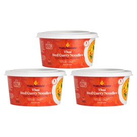 Watcharee's Classic Thai Noodle Bowl - Thai Red Curry - Southern Thai Curry With Vegetables | Mild Heat, Vegan, 8g of Protein, Ready In 2 Mins | Made In Thailand - 3 Pack (9.88 oz Each)