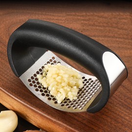Garlic Press Garlic Crusher Kitchen Garlic Rocker | 304 Stainless Steel | Premium Quality, Ginger Crusher, Ergonomic Handle Garlic Peeler, Cleaning Brush, Easy to Use & Clean Kitchen Tool