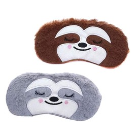 Mikinona 2pcs Cute Plush Animal Eye Mask Soft Cartoon Blindfold for Light Blocking Sleeping Shade Lightweight Portable for Home School Travel Adorable Design