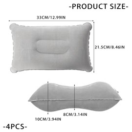 UILYNIU Pack of 4 Grey Inflatable Cushion Camping Cushion Travel Pillow Inflatable Beach Pillow Camping Pillow Inflatable Pillow Camping Air Cushion for Camping Holiday Beach (Grey)