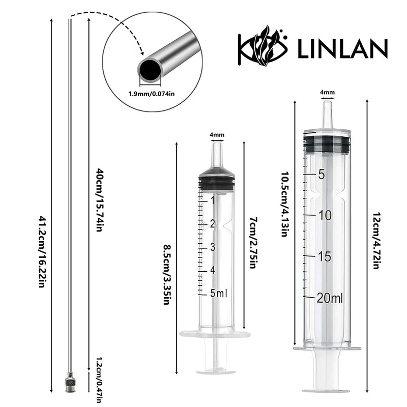 LINLAN 15.7-in Stainless Steel Aquarium Plant Fertilizer Injector Kit -