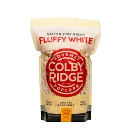 Colby Ridge Fluffy White Gourmet Craft Popped Gluten Free Popcorn Snack Sized Large Pouch (2 Gallons = 34 Cups)