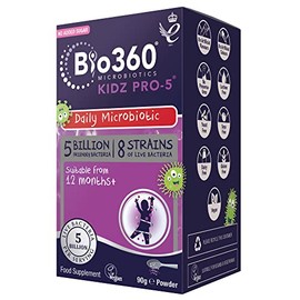 Bio360 Kidz Pro-5 (5 Billion Bacteria) from Natures Aid, Children's Microbiotic, 90g Powder(Packaging may vary)