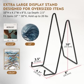 Large Plate Holder Display Stand - 10 inch Extra Tall Plate Stands - Twisted Metal Wire Easel - Big Tabletop Easels for Decorative Plates | Picture Frame | Platter | Painting | Plaque - 3 Pack - Black