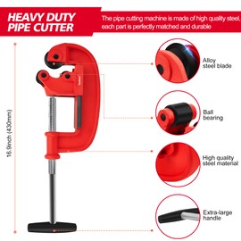 Godora Professional 1-3" Pipe Cutter Tool with an Extra Blade, Sharp Rigid Tubing Cutter Cuts Up to Galvanized Pipe and Iron Pipe, Heavy Duty Metal Tube Cutter Great for Plumbers or Metalworkers