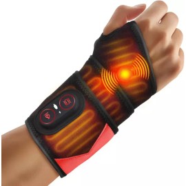 손목 터널 용 무선 마사지기 온열 손 패드 랩 레드 라이트 3가지 및 마사지 모드 블랙 [Black] Wireless Wrist Tunnel Massager with Heat, Hand Pad Wrap, Red Light, 3 Modes & Massage Mode [Black]