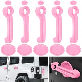 E-cowlboy Door Handle Cover Inserts+Tailgate Handle Cover+Recess Guard for 2007-2018 Jeep Wrangler JK JKU Sports Sahara Freedom Rubicon Unlimited Exterior Accessories (Pink 15PCS)