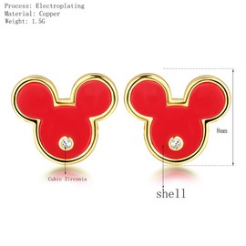 Deelan Fashion Mickey Mouse Stud Earrings For Women Red Lucky Crystal Jewelry Festival Gift Earring (Style 2)