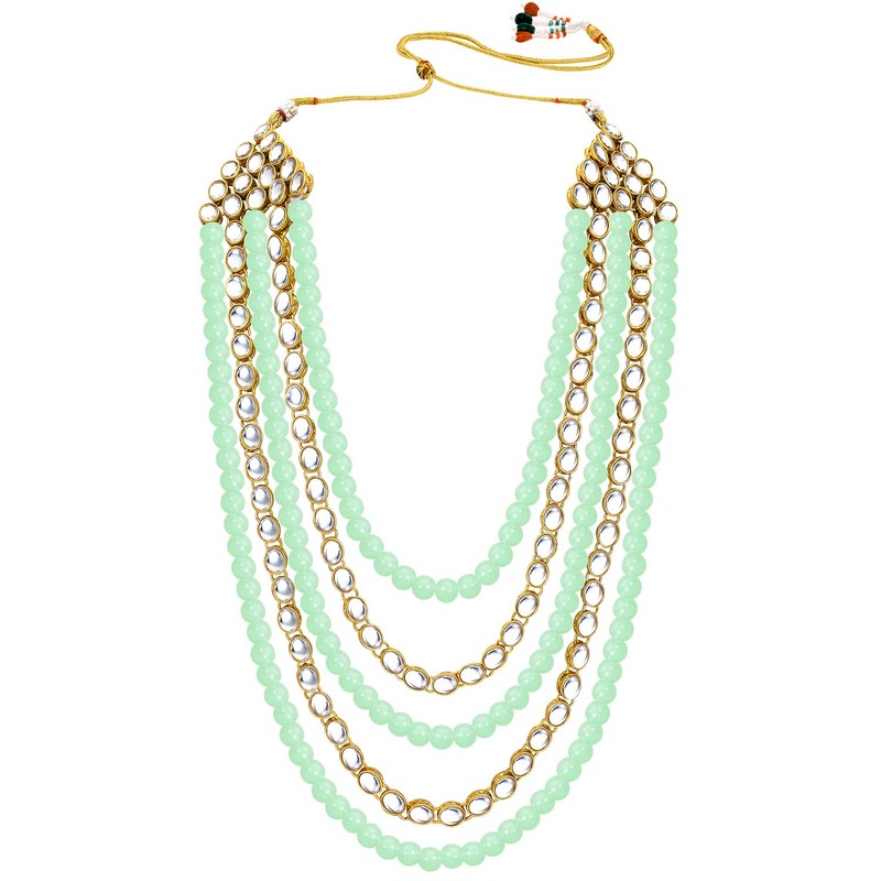Aheli Kundan Pearl - Juego de collar y pendientes largos