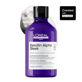 L'Oréal Professionnel Keratin Alpha Sleek Shampoo Profesional | Sin sulfatos | Para 2 semanas de control de frizz y suavidad | 300ml