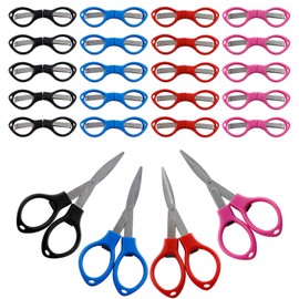 20Pcs Folding Scissors, LIOUCBD Travel Glasses-Shaped Mini Shear, Mini Stainless Steel Portable Scissors for Home and Travel Use Nurse Craft School Office Sewing DIY (4 Colors/Plastic)