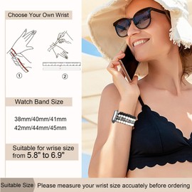 JR.DM Natural Stone Bracelet Beaded-Bands Compatible with Watch Series 10 9 8 7 6 5 4 3 2 1, Feminine Cute Handmade Elastic Stretch Beaded Strap For iWatch Bands 46mm 42mm(S3/2/1) 44mm 45mm 49mm Women