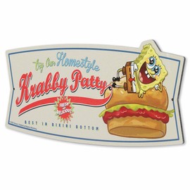 SpongeBob SquarePants Try Our Homestyle Krabby Patty Metal Wall Art - Fun Krabby Patty Sign for Home