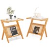 Giantex Rattan Side Table Set of 2, Boho Nightstand with
