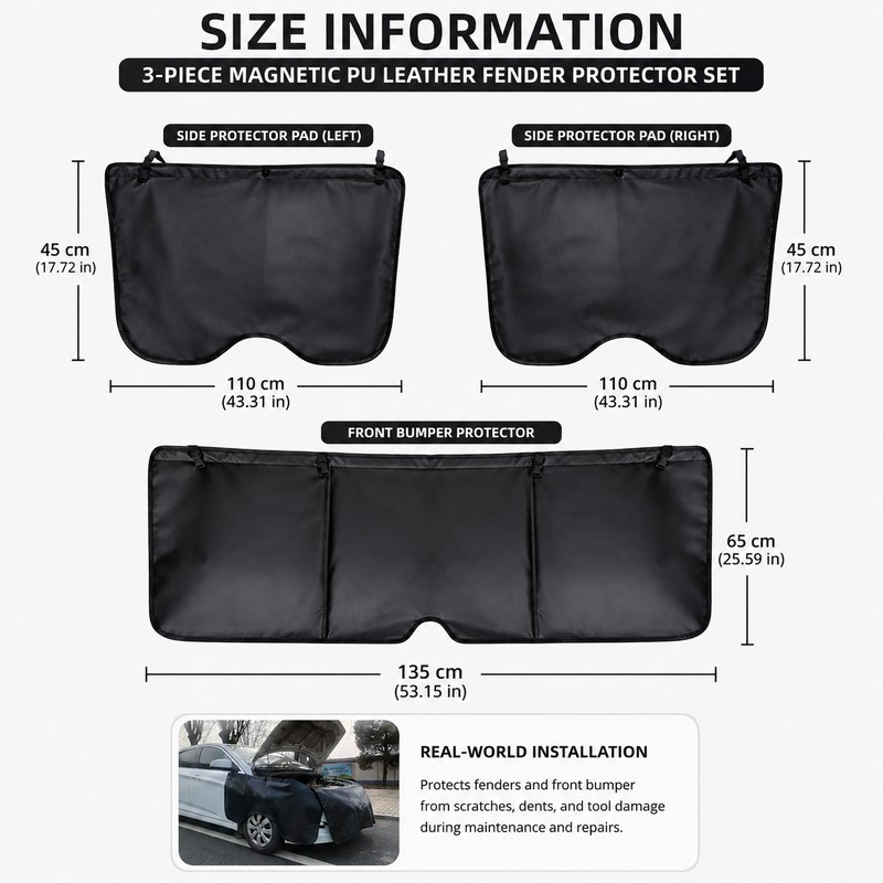 Car Fender Cover Protector Mat Set – Magnetic PU Leather