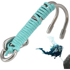 Hominas Diving Drift Hook, Diving Double Stainless Steel Reef Hook, Diving Reef Drift Hook with Cord for Cave Diving Accessories (Bright Sky Blue)
