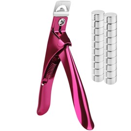 Yaya Acrylic False Nail Clippers with Magnets,Nail Cutters for Nail Tips,Nail Tip Cutter with Length Measurement, Acrylic Nail Cutter with Sizer Magnets, Manicure Tool for Salon Home Nail Art (Violet Red)