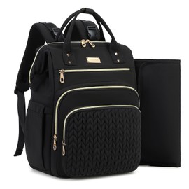 AIJIEKE Diaper Bag, Large Wide-Open Baby Diaper Backpack, Multi-functional Baby Travel Tote Bag, Diaper Bag with Changing Pad, Diaper Bags for Mom & Maternity (Black)