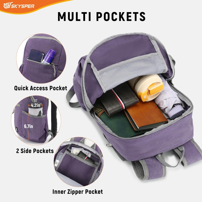 SKYSPER Anti Theft Hiking Backpack RFID Packable Travel Daypack Lightweight