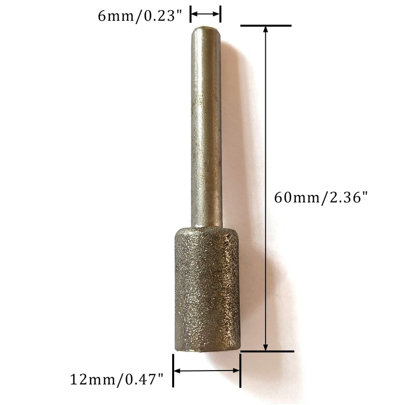 12mm Diamond Grinding Bits, Cylinder Head, 1/4 Shank, 120 Grit,