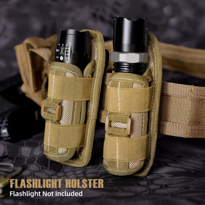 LIVANS Tactical Flashlight Pouch Holster, Rotatable Flashlight Holder Belt Clip