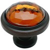 Cosmas 5 Pack 5317ORB-A Oil Rubbed Bronze Cabinet Hardware Round Knob with Amber Glass - 1-1/4" Diameter