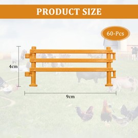 POPAPIE Pack of 60 Horse Fence Toy Mini Fence Toy for Children DIY Horse Corral Fencing Accessories Toy for Micro Landscape Decoration Educational Gift (Wood Colour)