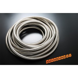 Autobahn88 Synthetic Rubber Hose with High Tensile Stainless Steel Braided (Double Layer) for Fluids : Oil, Water, Coolant, Methanol. Silver (AN16, 10 Feet)
