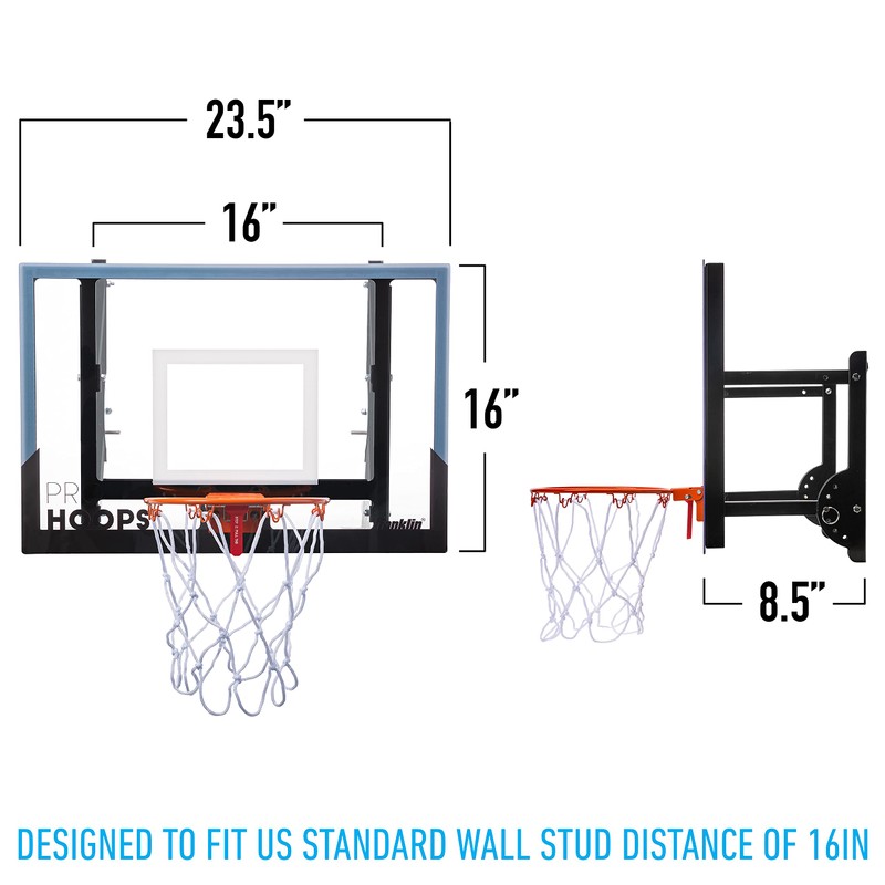 Franklin Sports Wall Mounted Basketball Hoop – Fully Adjustable –