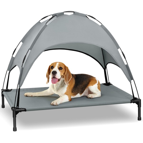 Heeyoo Elevated Dog Bed with Canopy, Portable Dog Cot with
