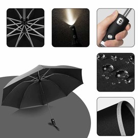 Yyclgvca Folding Umbrella, Automatic Open/Close, Folding Umbrella, Men's, One-Touch, Large, Inverted Umbrella, UV Protection, Lightweight, For Both Sunny and Rainy Weather, Compatible with Typhoons, Rainy Season, Cheap Folding Umbrella, Storage Pouch Inc