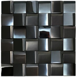 Elephantile 5 Sheets Black Tiles Metal Mosaic Wall Backsplash Tile 3D Wall Panels [5 Sq.feet]