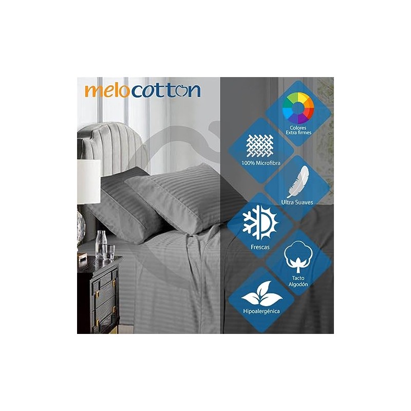 Melocotton Juego de Sábana Individual de Microfibra 1800 grabada a