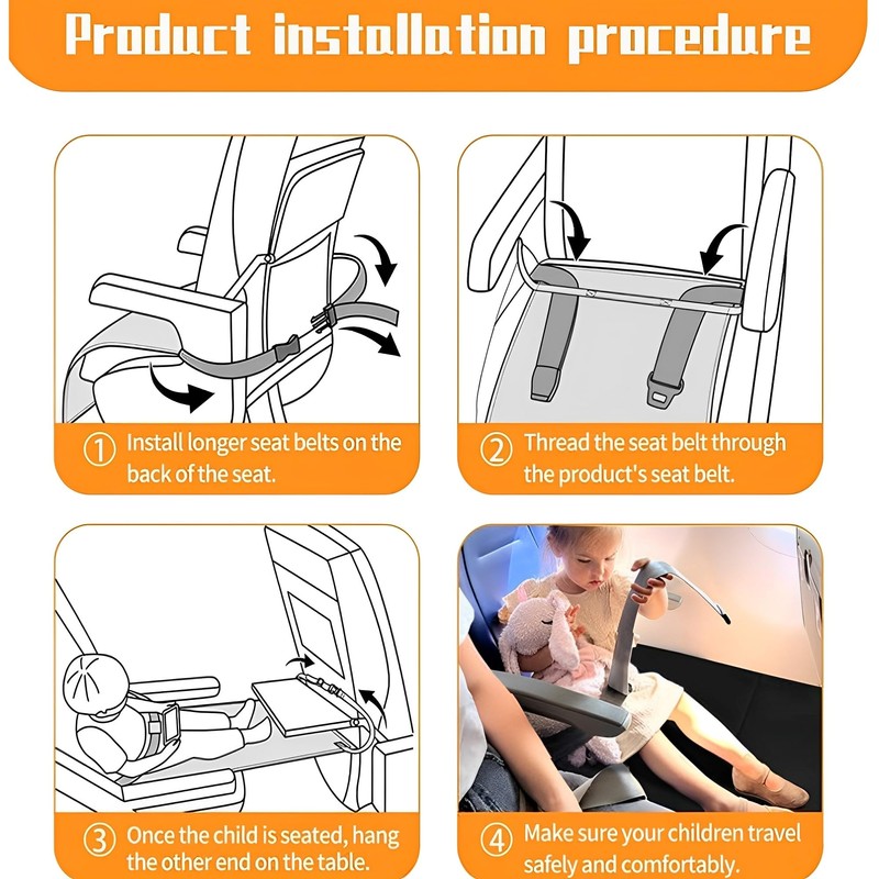 WYFCR Portable Toddler Travel Airplane Bed, Extender Aeroplane Footrest Hammock,