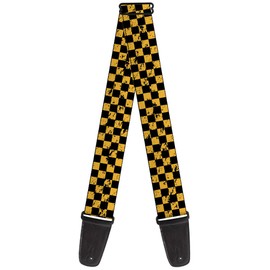 Buckle-Down Guitar Strap Checker Weathered Black Yellow 2 Inches Wide (GS-W30321)