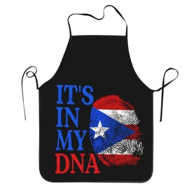 Shuwekk Puerto Rico Apron for Women Men Adults, Funny Puerto Rico Gifts, Adjustable Bib Apron with Extra Long Ties for Cooking, Baking, Crafting, Gardening, Bbq