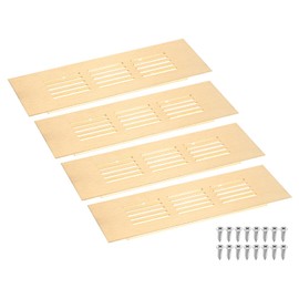 sourcing map Air Vents Cover, 4Pcs 150 x 50mm - Aluminum Alloy Mesh Air Return Vent Cover, Rectangle Louvered Ventilation Grille for Shoe Cabinet Wardrobe (Gold)
