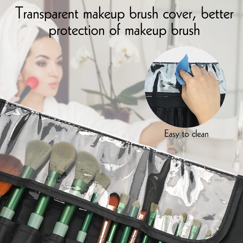 Portable Folding Makeup Brush Bag, Multifunctional Cosmetics Rolling Storage Case