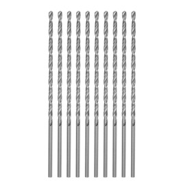 sourcing map 10pcs Extra Long Drill Bits, 3mm HSS Drill Bit with High Speed Steel Straight Shank 120mm Length for Metal Woodwork Plastic Aluminum Alloy