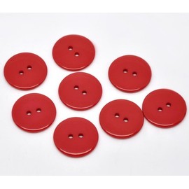 25 x Plain Red Round 23mm Resin Sewing Buttons for Knitting, Arts, Crafts and Clothes