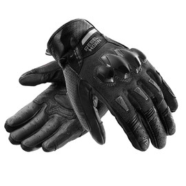 REBELHORN Defender Men's Motorcycle Gloves, Leather, Ankle Protectors, Large Ventilation Panels, Cooler-Tec Lining, Touchscreen Support, Protection Level 1 KP, Sizes up to 3XL