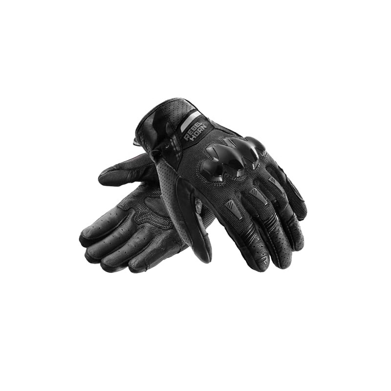 REBELHORN Defender Men's Motorcycle Gloves, Leather, Ankle Protectors, Large Ventilation