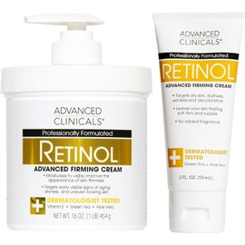 ADVANCED CLINICALS 2 PACK SET - CREMA REAFIRMANTE CORPORAL RETINOL VITAMINA E TE VERDE ALOE VERA SPA Y TRAVEL SIZE 454GR/59ML