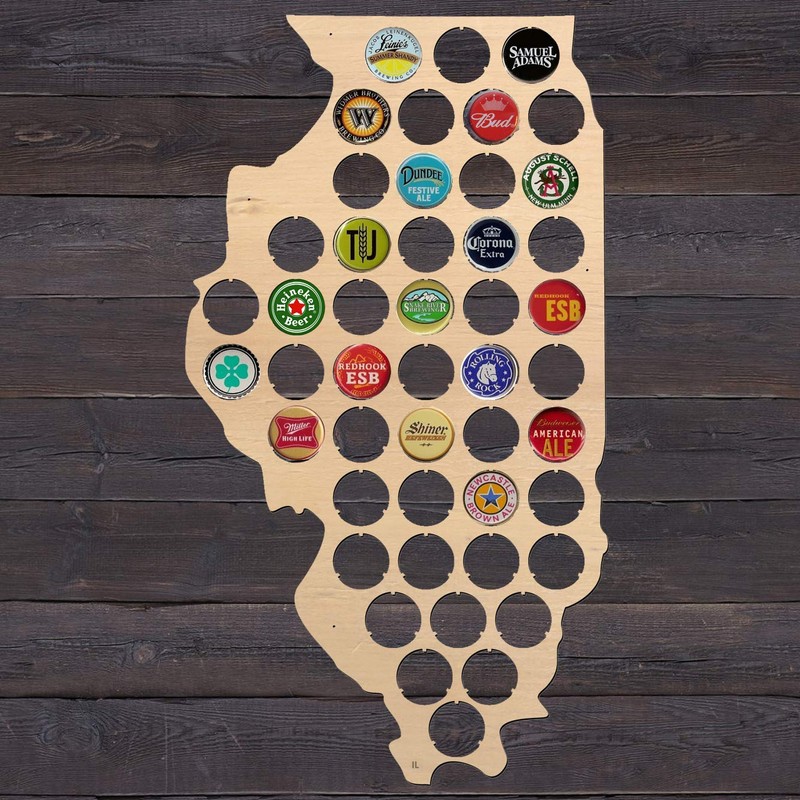 All States Beer Cap Map Illinois – 16x8,8 inches –