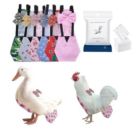 MANON ROSA Chicken Diapers Bantam Hens - Reusable 6-Piece Set with Bow Ties Poultry Nappies Washable Waterproof for Geese Pet Ducks Silkie(6D20P M)