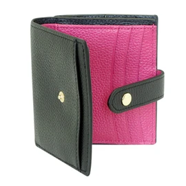 HAKATA NO MORI LEATHER Bifold Wallet, Women's, Genuine Leather, Mini Wallet, Popular, Box, Coin Purse, Skimming Prevention, Easy to Use, Compact Wallet, Black