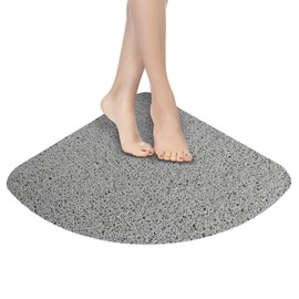 REESTBOO Corner Shower Mat, Soft Textured Non Slip Bath Mat Shower Stall Mat for Walk-in Shower, Quick Drying Loofah Massage Mat for Showers Bathroom, 21" x 21" (Grey)