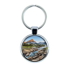 VILLA CRAFT Glacier National Park Keychain with Epoxy Dome and Metal Keyring