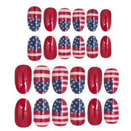 Press on Nails for Women - 24X 4Th of July Short False Nails - Patriotic Artificial Fingernails, Manicure Beauty Tools for Girlfriend Wife Mother Masquerade Dating